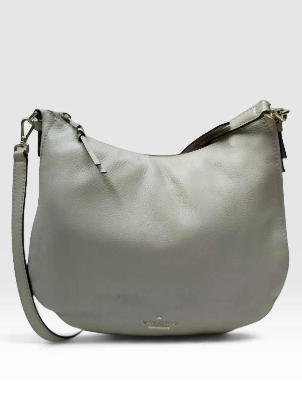 👛 Kate Spade Gray Pebbled Leather Hobo Shoulder Messenger Bag Purse